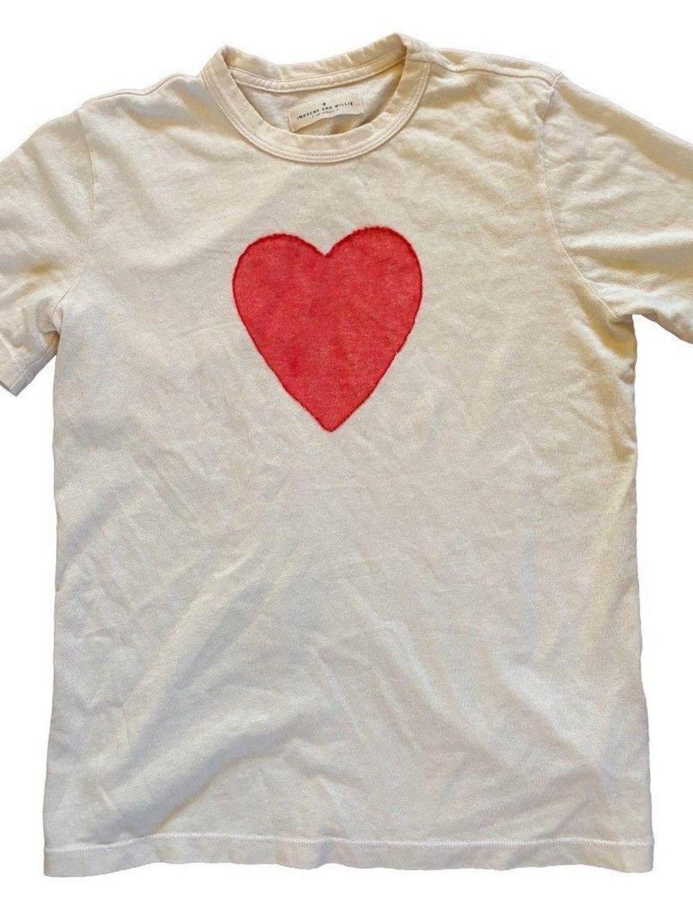 imogene + willie Cream Tee with Red Heart Appliqué